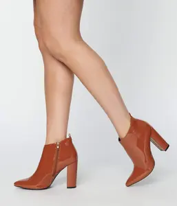 Rust Patent Leatherette Booties