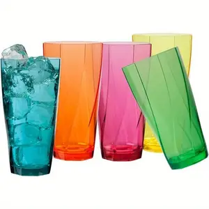 10- count Reusable 24-Ounce Large Capacity Assorted Color Plastic Tumblers - Durable, BPA-Free, Dishwasher Safe, Stackable, and Shatter-Resistant Cups for Hot and Cold Drinks - Perfect for Outdoor, Party, and Daily Use Bottle Drinkware Portable