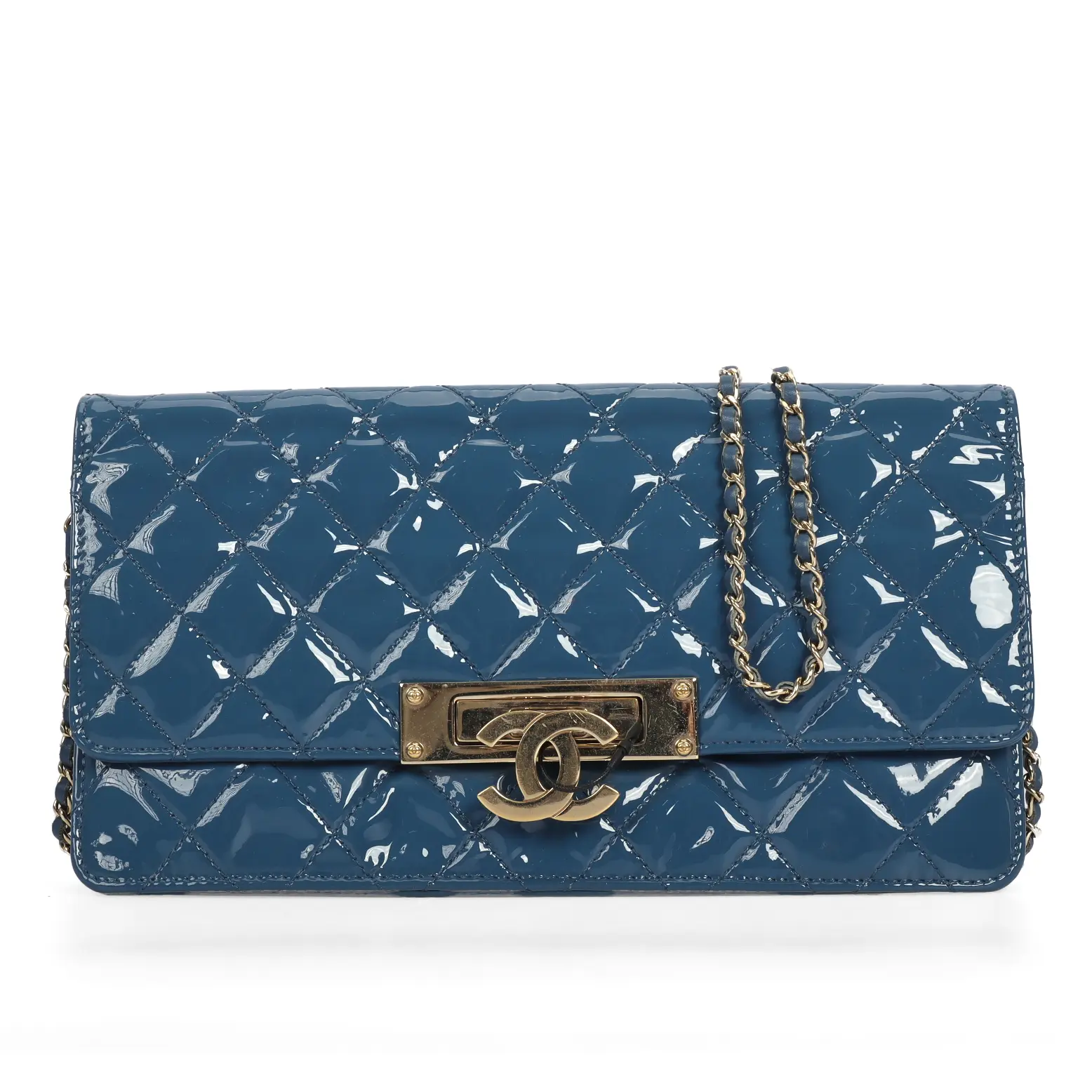 Pre-owned CHANEL Patent Leather Crossbody Bags Blue 11714171