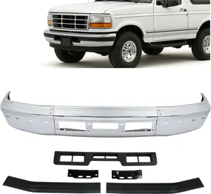 Front Bumper Kit Face Bar & Bracket & Molding Compatible with 1992-1997 Ford Bronco F-150 F-250 F-350 F-Super Duty Steel And Plastic