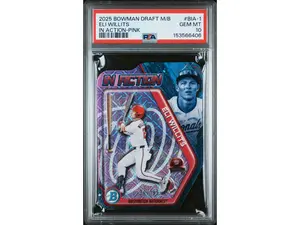 2025 Bowman Draft Mega Box Mega Box Bowman In Action Pink Ref Eli Willits #1 /199 PSA 10