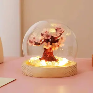 DIY Handmade Cherry Blossom Night Light, Romantic Cherry Blossom Wishing Tree Night Light, Creative Ambience Light Bedroom Warm Decoration Gift for Friends Boy and Girl Gifts ikea lamp pink  flower
