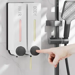 Wall Mounted Shower Gel Dispenser, 2-head Outlet Shampoo & Conditioner Dispenser, Bathroom Supplies for Hotel, Home Bathroom, Kitchen, Soap Dispenser