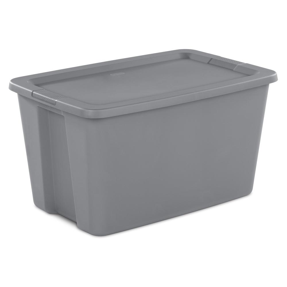 Extra Large 30 Gallon Storage Bin Stackable Container with Lid and Integrated Handles