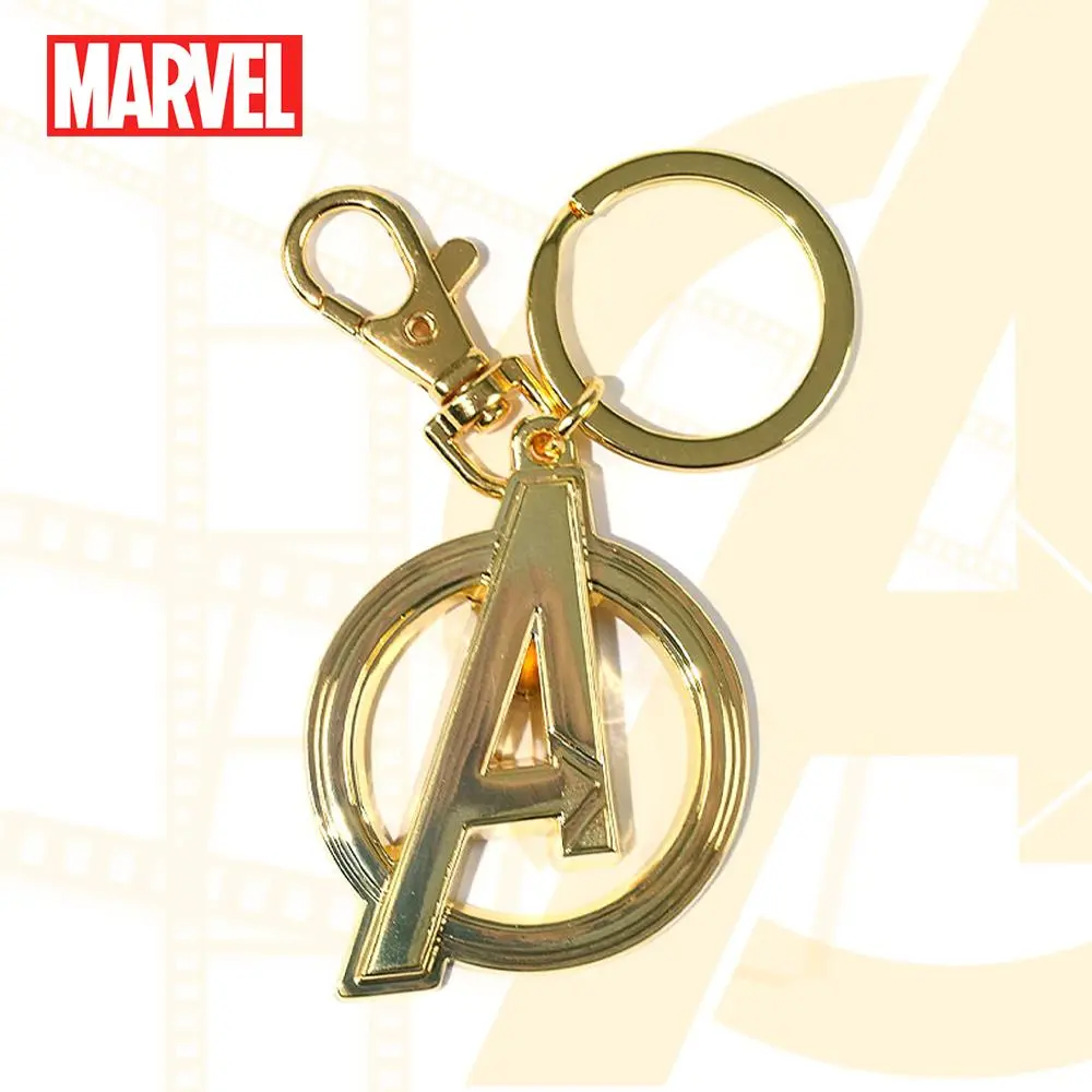 1pc Marvel officially licensed Avengers Logo Gold Pewter Keyring Metal Keychain cool Backpack Keychain Pendant Anniversary Valentine's Day Birthday Gift Cool Keychains
