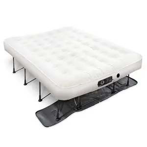 Ivation EZ-Bed (Queen) Air Mattress with Deflate Defender&trade; Technology Dual Auto Comfort Pump and Dual Layer Laminate Material - AirBed Frame & Rolling Case for Guest, Travel, Vacation, Camping