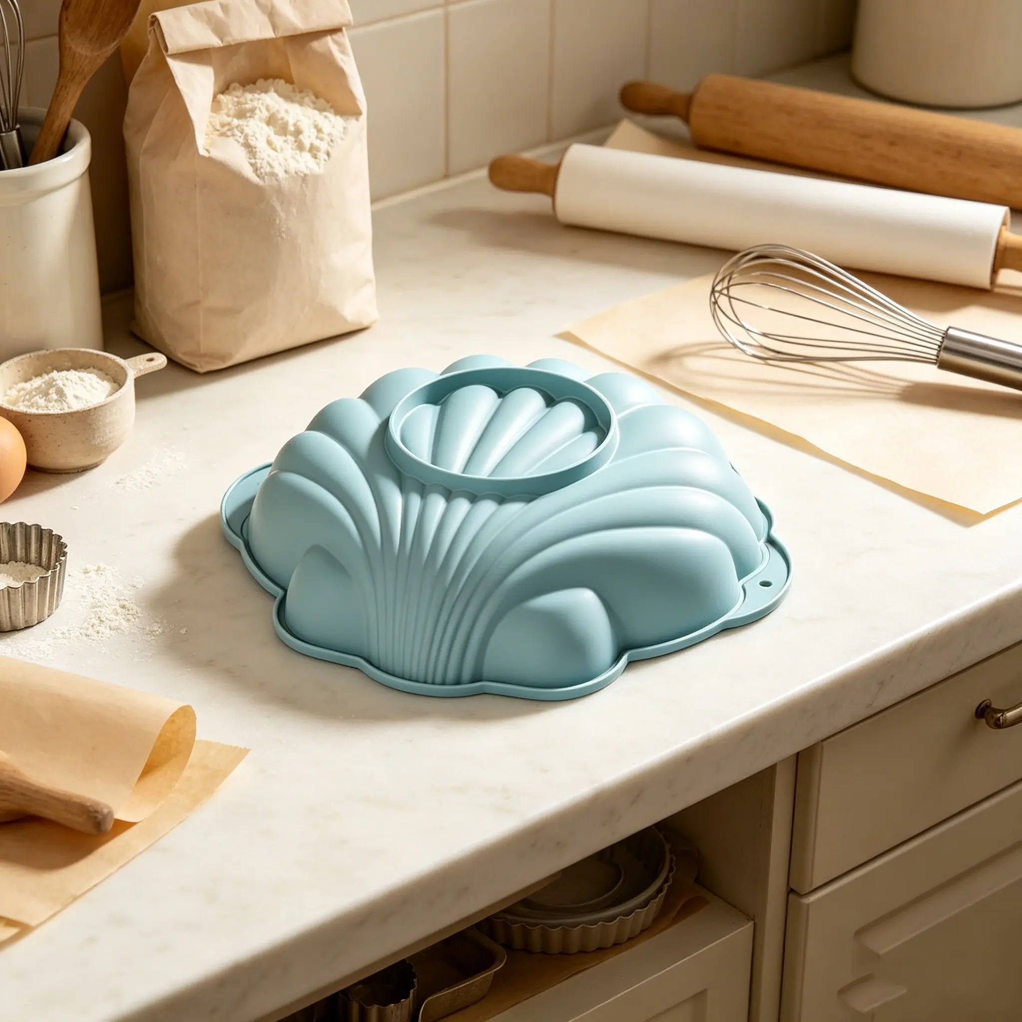 Shell Shape Silicone Cake Mold, Hollow Sponge Cake Pan, Non-Stick Baking Tool, High Temperature Oven Safe, Creative Dessert Mousse Bread Mold, Silicone Baking Molds
