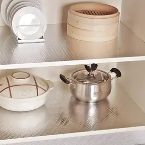 Kitchen Wallpaper Oil Proof Sticker Aluminum Foil Backsplash Self-Adhesive Contact Paper Cabinet Liner Waterproof Heat Resistant Peel Stick Wallpaper 15.7X118 Inches Cube Texture Silver Non-Woven