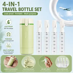 Contains 4 inner bottles, composite dispensing bottle, with label, travel bottle, travel dispensing bottle, toiletries container, buckle-type refillable lotion dispenser, toiletries container, travel, business trip, squeeze bottle, lotion bottle