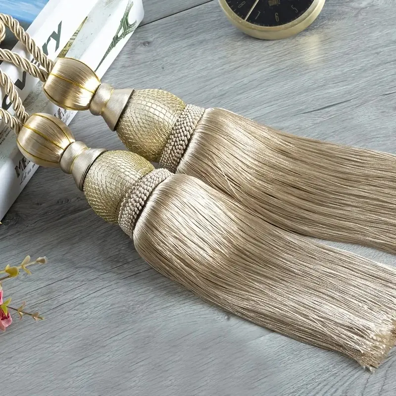 2pcs Polyester Curtain Tiebacks with Tassel Hanging Balls, Decorative Fixtures for Living Room or Office, Elegant Home Decor Accessories, Interior Decoration Accessories, Window Decorations Supplies