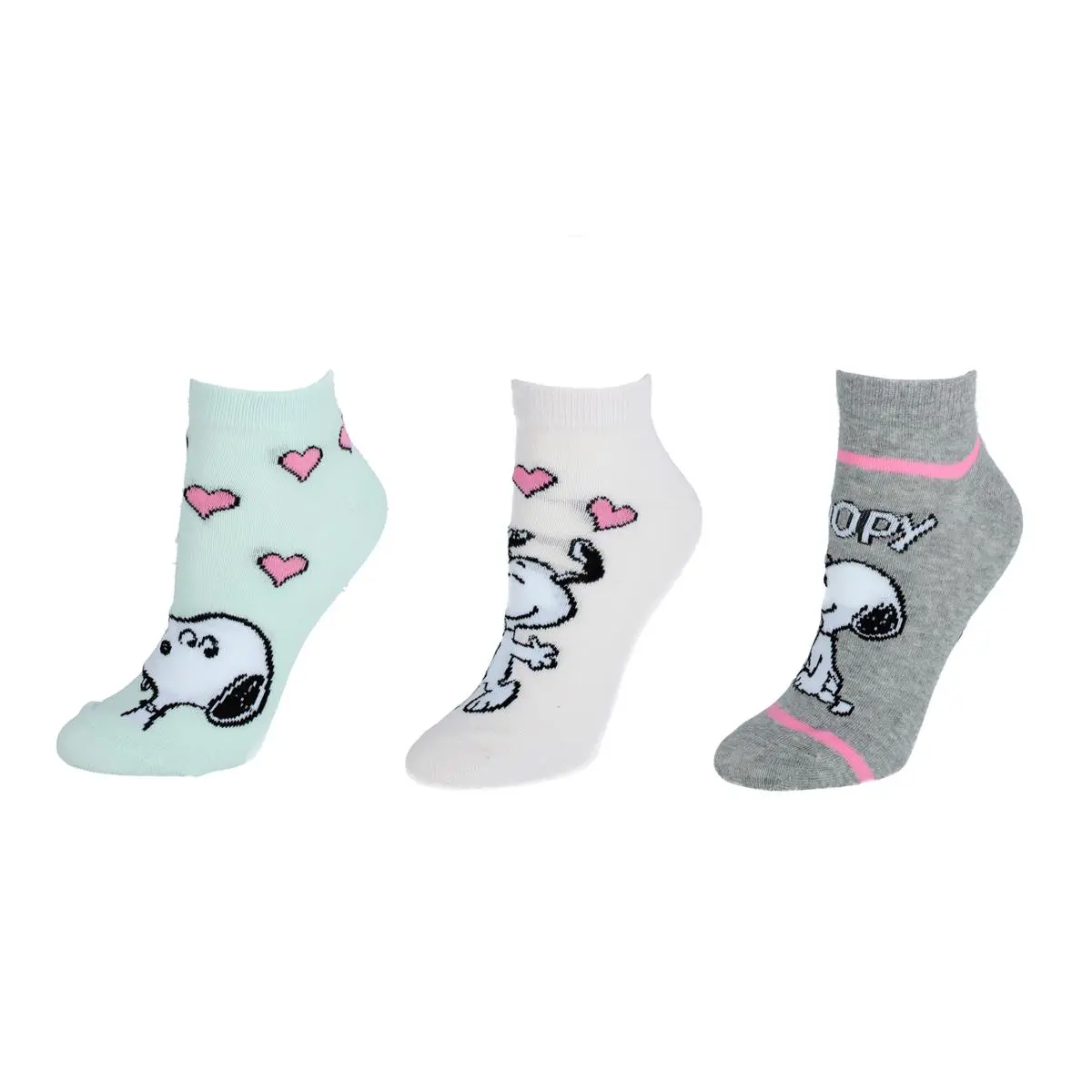 Textiel Trade Women's Peanuts Snoopy Low-Cut Sneaker Socks, 3 Pair Pack, Cute Stretchy Novelty with a Comfortable Fit for Everyday Wear