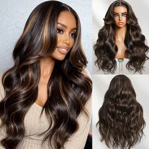 【Live Sale】Unice Ombre Chestnut Brown Color Layered Yaki Loose Wave Wig 13X4 Pre everything Human Hair Lace Front Wigs with invisi Drawstring