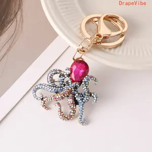 Women's Cartoon Rhinestone Alloy Octopus Dual-Use Brooch Keychain, Cute Purse Accessory for Handbag Decor, Gifting, Cute Purse Accessories