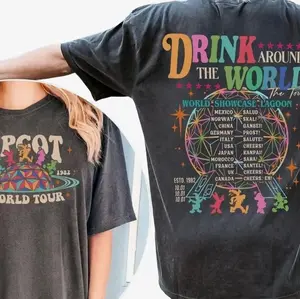 Adult Retro Epcot Drink Around The World Shirt, Drink Around The World Shirt, Epcot 1982 Shirt, Epcot Drink Around The World Shirt, Family Matching T-Shirt, WDW Tee 4