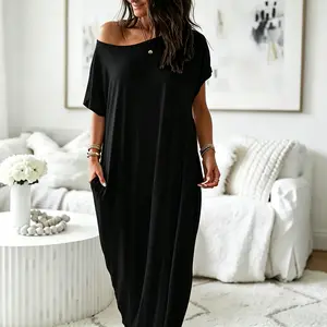 New Arrivals Exclusive Delivery Included | Ugreat Women Solid Batwing Sleeve Lounge Dress, Soft Casual Short Sleeve Nightgown, All Season Loose Fit Ladies Loungewear Sleep Dress for Daily Home Wear