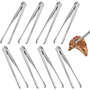 8 Pack 12 Inch Stainless Steel Small Serving Tongs for Kitchen Buffet Food Serving