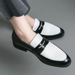 Men's business style Durable Slipon temperament flat casual shoes, lace up classic leather shoes,  formal wear, comfortable loafers, office walking shoes plus size Footwear Boy Blue White Blue Women