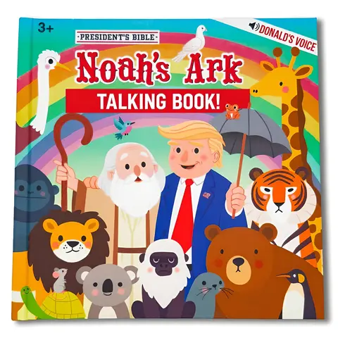 Noah’s Ark Talking Christian Bible Storybook for Kids - Donald Trump Voice Narration, Storytelling, Hear Noah’s Story, Religious Hardcover Illustrated Book, Interactive Sound Buttons, Volume Level Control, Lasting Sound, Sunday School Ready Gift