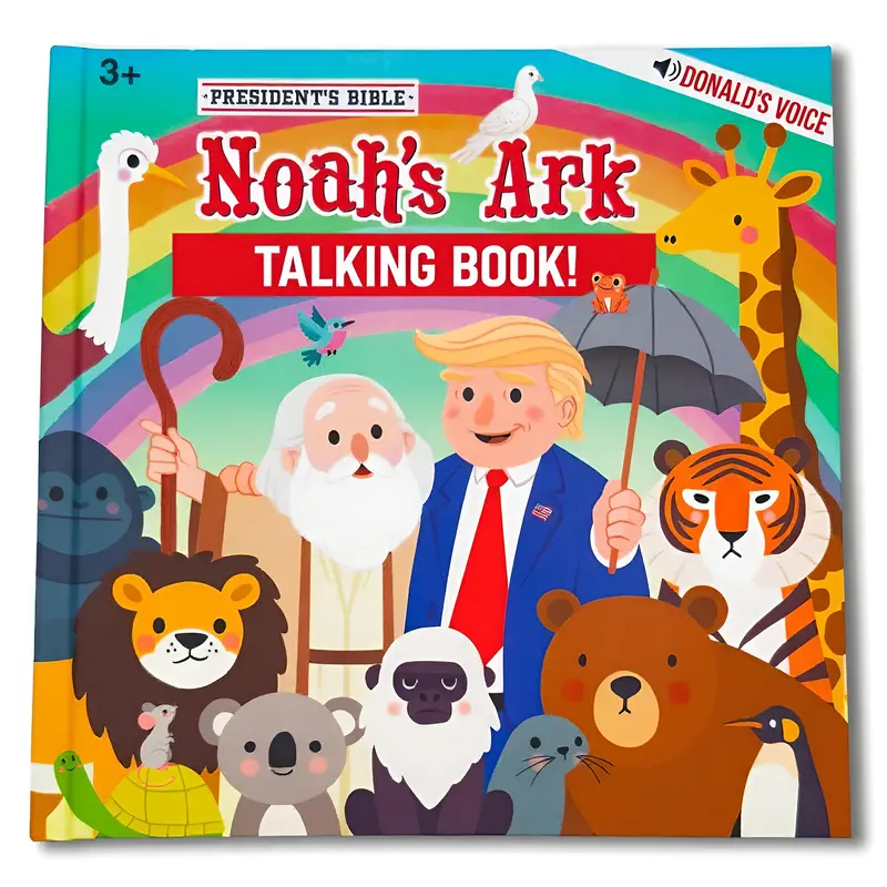 Noah’s Ark Talking Christian Bible Storybook for Kids - Donald Trump Voice Narration, Storytelling, Hear Noah’s Story, Religious Hardcover Illustrated Book, Interactive Sound Buttons, Volume Level Control, Lasting Sound, Sunday School Ready Gift