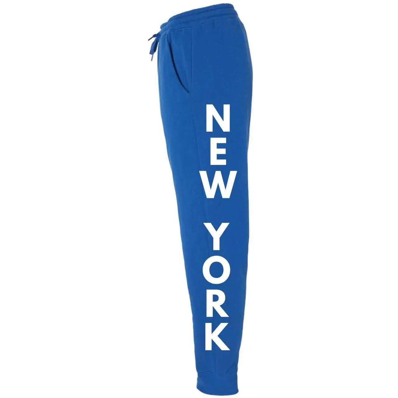 Unisex New York Print Joggers, Casual Comfy Cotton Fleece Sweatpants for Athleisure and Lounge Wear, Royal Blue, Athleisure Style Bottoms, Casual Comfy Joggers, Jogger Style