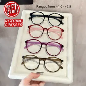 Oval Frame Unisex Reading Glasses +1.0 To +2.5 Presbyopia Eyeglasses for Reading Books Newspapers & TV Comfortable Fit 4 Pairs