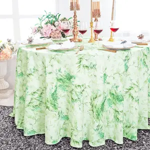 120" Seamless Round Faux Linen Tablecloth - Verdure (1pc)