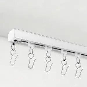 Ceiling Curtain Track Ceiling/Wall Mounted Curtain Track Rails System for Sliding Curtains Room Divider Curtains Tracks/Rod for Living Room Bedroom Office Shower Outdoor Curtain White 12ft