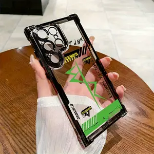 Cyberpunk Style Frame Pattern Phone Case Suitable for Samsung Galaxy S25 S24 S23 S22 S21 FE Ultra Plus 4G 5G, Anti-Drop Transparent Soft Back Cover, Gift for All Seasons