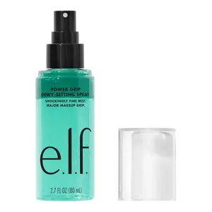 E.l.f. Power Grip Dewy Setting Spray (80 ml) - Long-lasting Makeup Hold, Hydrating Moisturizing Glowy Finish, Lightweight Nourishing Radiant Formula with Aloe, Green Tea, Oil, Hyaluronic Acid for Sensitive Skin, Flawless Cosmetic Moisture, Hydrate
