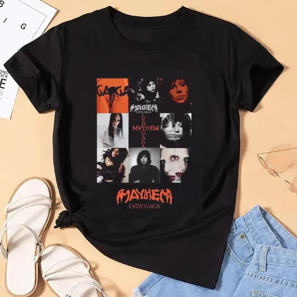 The Mayhem Ball Tour T-Shirt, Collage Portrait Graphic Tee, Tour Concert Merch, Gothic Style Music Tee, Alternative Music Shirt, Portrait Collage Design, Unisex The Mayhem Ball Apparel, For Menswear, For Womenswear