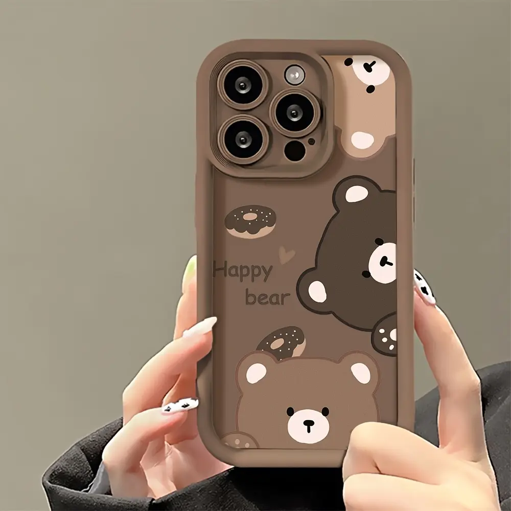 A cute bear pattern Case for iPhone 17 Pro Max 16 16e 15 14 Plus 13 12 Mini 11 Air X XS Pattern Soft TPU Rubber Camera Protection Rugged Mobile Phone Cover Gift 2D printing