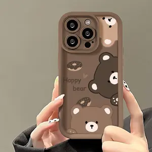 A cute bear pattern Case for iPhone 17 Pro Max 16 16e 15 14 Plus 13 12 Mini 11 Air X XS Pattern Soft TPU Rubber Camera Protection Rugged Mobile Phone Cover Gift 2D printing