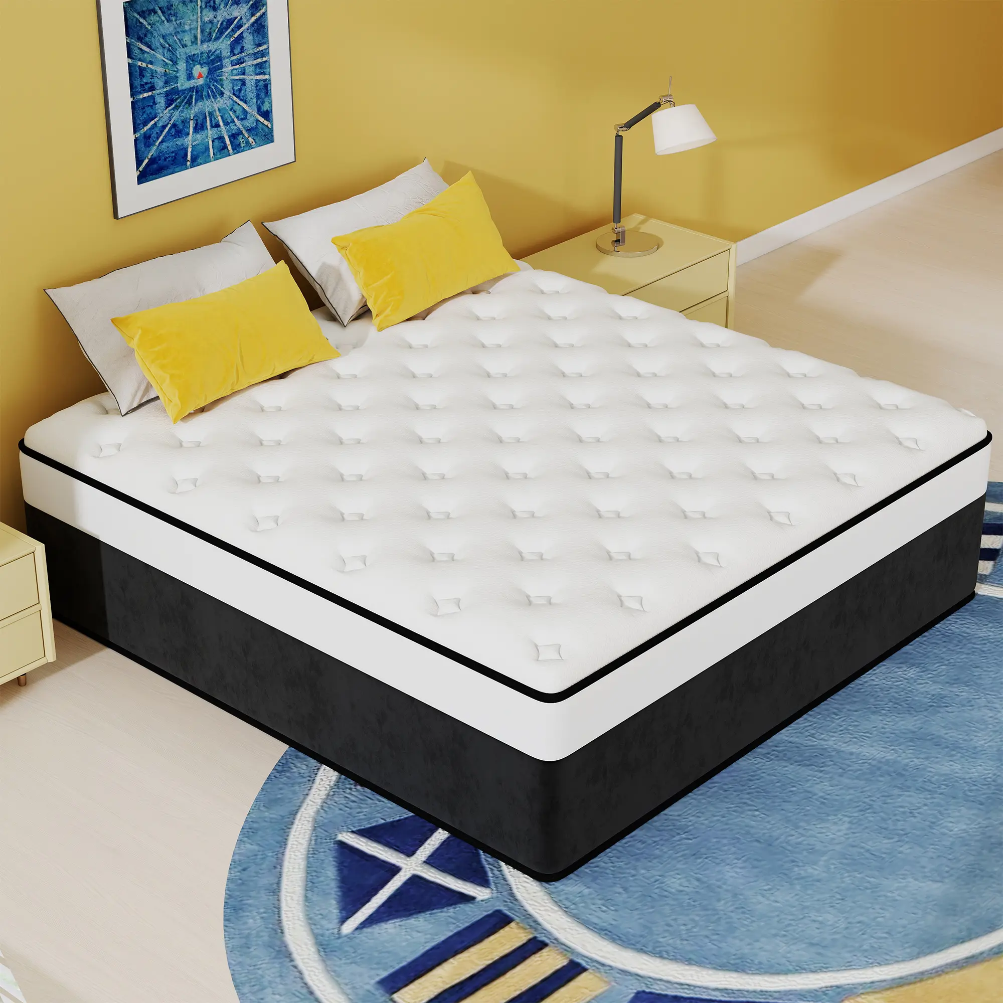 CHEHOON Twin Full Queen King Size Mattress in a Box 10/12/14 Inch Hybrid Mattresses Fiberglass-free Gel Memory Foam & Zoned Support Springs Pressure Relief Breathable Fabric Motion Isolation CertiPUR-US & OEKO-TEX