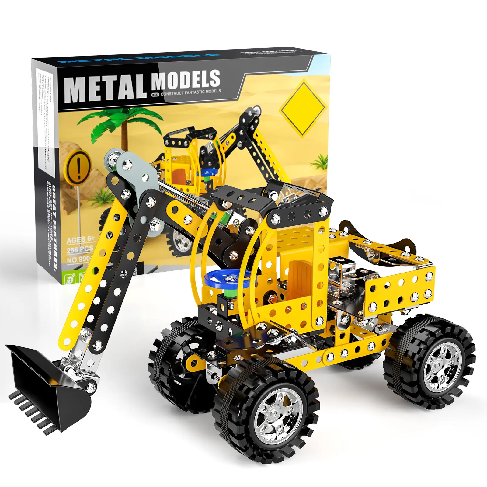 Children's excavator construction vehicle building block set,a family-shared educational construction vehicle toy,parent–child interactive DIY assembly block kit that develops hands-on skills and spatial thinking,durable building blocks,summer activity