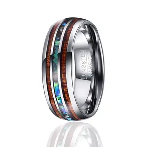 TGA Abalone Shell & Koa Wood Men's Wedding Band Promise Ring