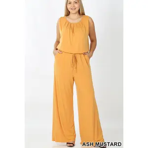 Plus Size Sleeveless Jumpsuit w/ Pockets