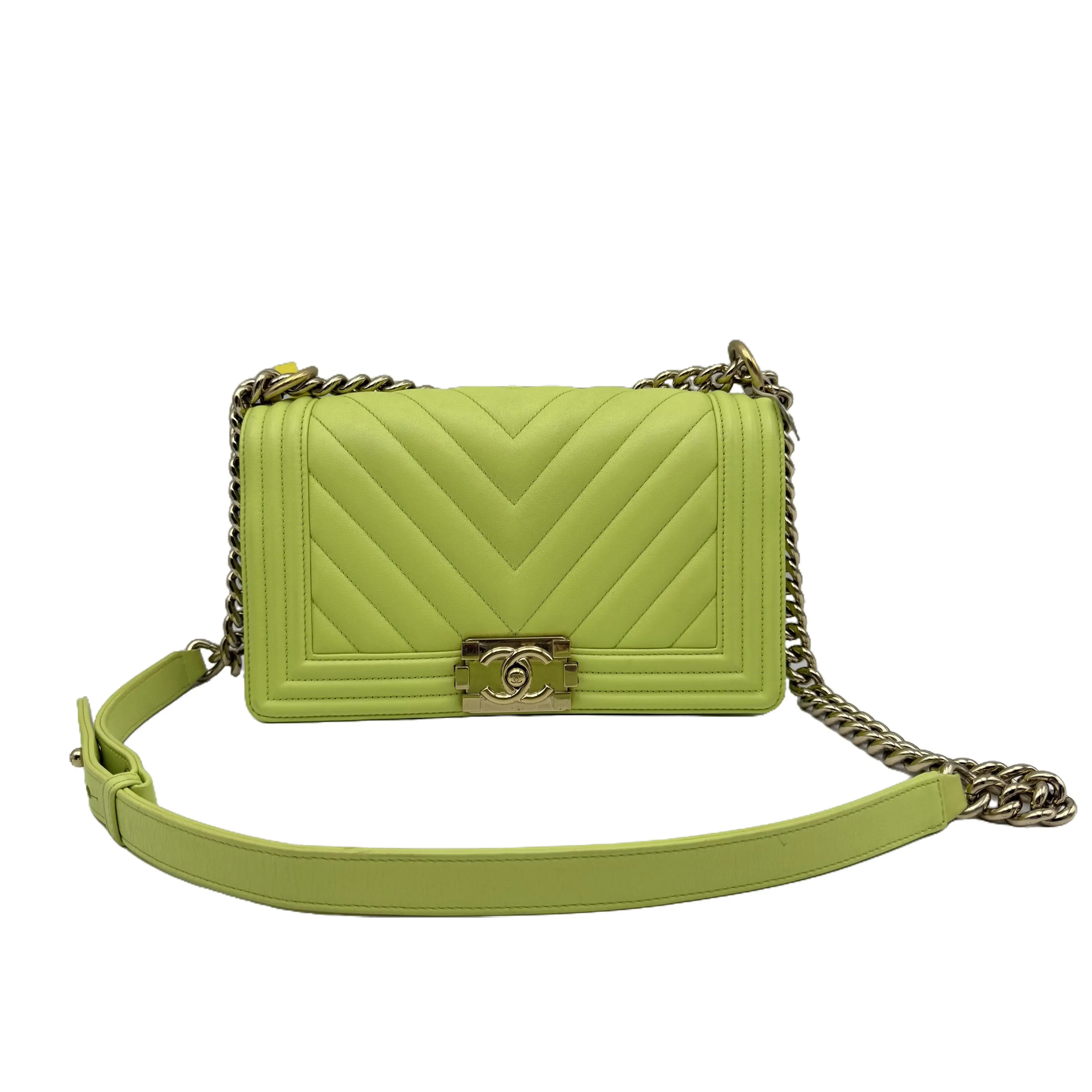 Pre-owned CHANEL HZ8 Le Boy Series – Avocado Green 70993