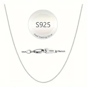 [Italian Sterling Silver Necklace] Sterling Silver Ladies Necklace |   S925, Box Chain with Lobster Clasp, 16/18/20/22/24 inches, from Italy, Great for Matching Pendants