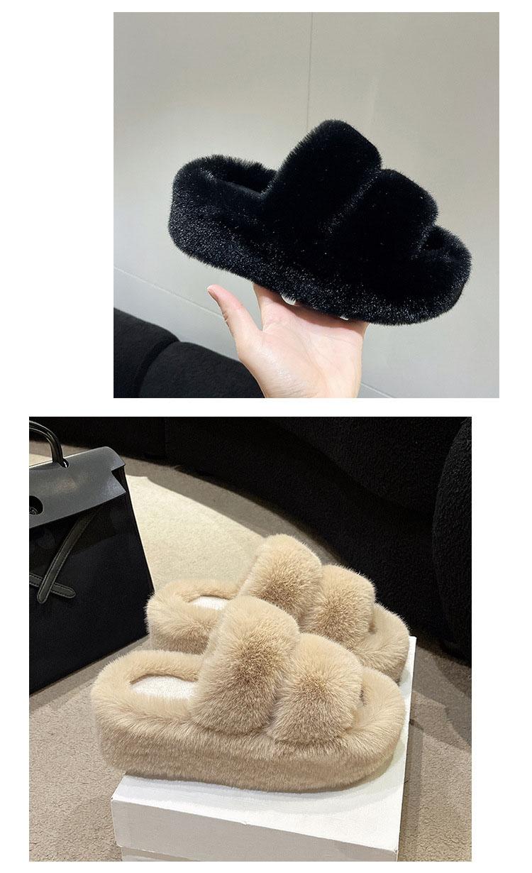 Women's Plush Open-Toe Mule Slippers with Thick Sole - Comfortable & Warm for Home & Casual Outings