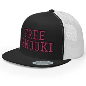 RIVEMUG NG Free Snooki Embroidered Flat Bill Trucker Hat High Crown Adjustable Cap