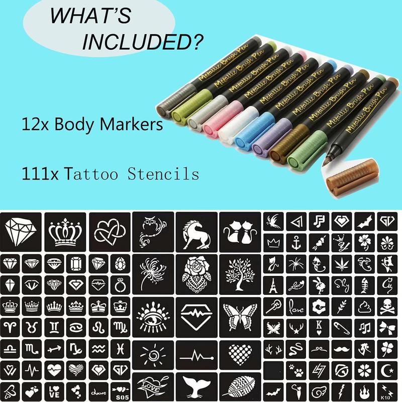 Temporary Tattoo Markers 10 Body Markers, Butterfly Temporary Tattoos for Women Girls Kids, Fake Colorful Butterflies Tattoo Waterproof for Face Body Arm Birthday Party (BETY3)