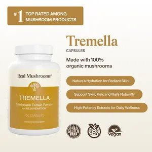 Real Mushrooms Organic Tremella Extract Capsules | Snow Mushroom 1000mg Per Serving | Hot Water Extracted | USDA Certified | Vegan Gluten Free Non GMO | 120 or 300 Capsules