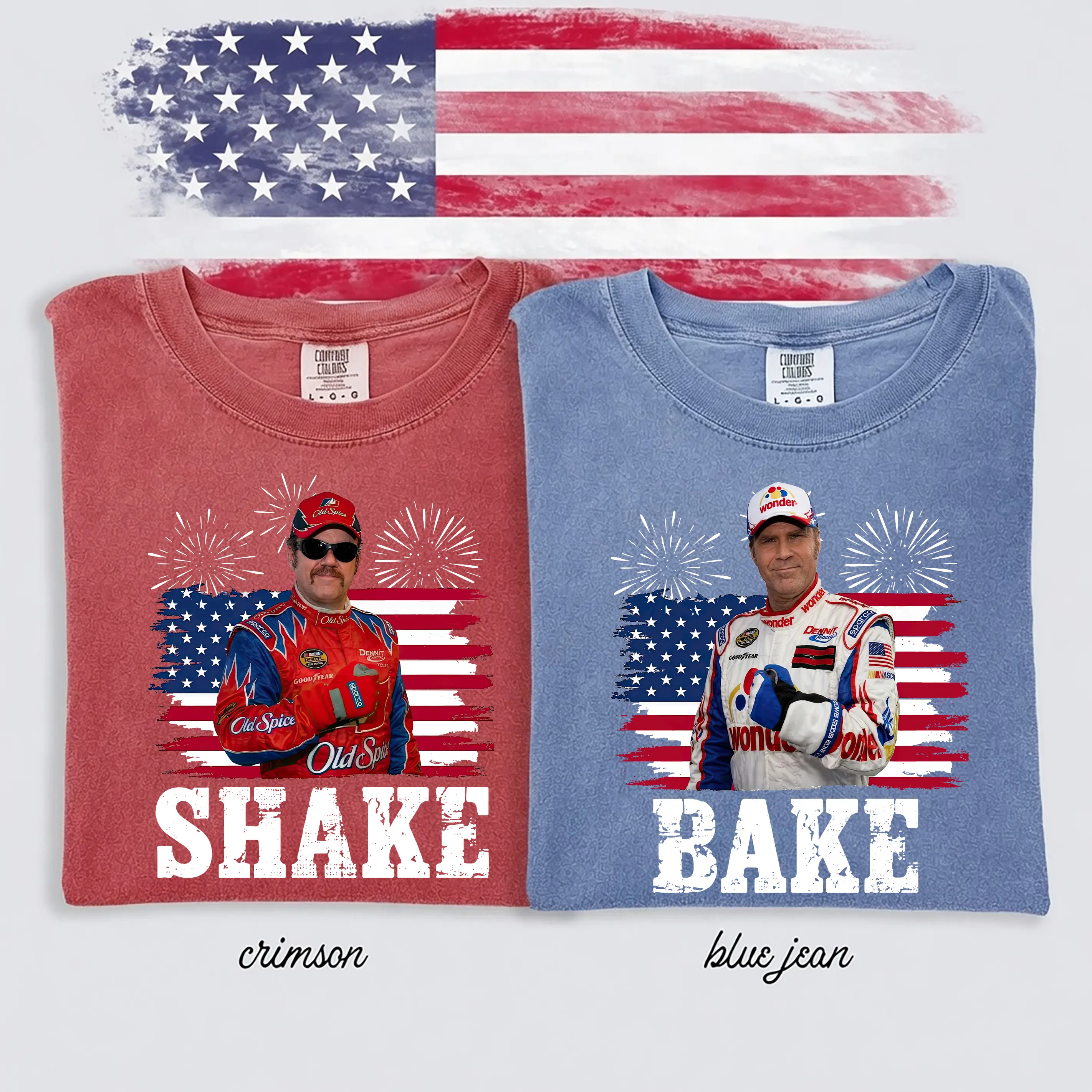 [Comfort Colors] Shake and Bake America Flag Shirt, Funny Matching Shirt, Unisex Clothing
