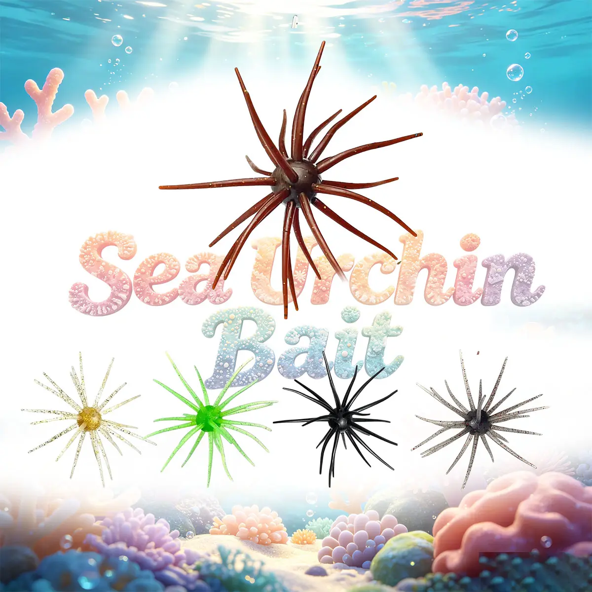 New Color Sea Urchin Fishing Baits Floating Tentacle Lures & Tearproof Dice Silicone Bait for Freshwater Saltwater Multi-Fish Angler Gift