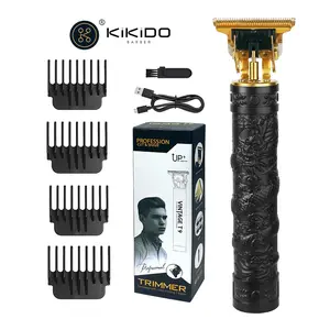 KiiKIDO Vintage T9 Professional Black Dragon Hair Clipper for Men - Cordless Barber Trimmer with Gold T-Blade, USB Rechargeable, 4 Guide Combs for Precise Haircut & Beard Grooming