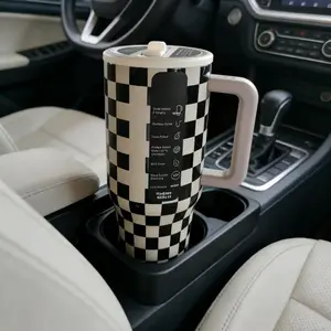 Checkerboard Insulated Tumbler 40oz Leak-Proof Cup for Car Commute & Gym Hydration Insulated Design Keeps Beverages Fresh daily life with straw gift elegant valentine outdoor water dispenser