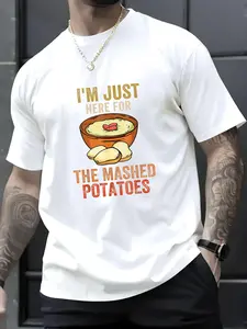 100% Cotton Unisex funny Thanksgiving saying mashed potatoes men women turkey T-Shirt，Shirt Top, Short Sleeve Tops Crewneck T-shirt
