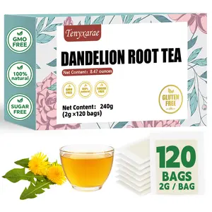 Organic Dandelion Root Tea Bags – 120 Tea Bags (2g/Bag) Made with Pure Dandelion Root | Caffeine-Free, Sugar-Free, Gluten-Free Vegan | Antioxidant-Rich Herbal Tea for Digestive Comfort | Individually Wrapped Eco-Friendly