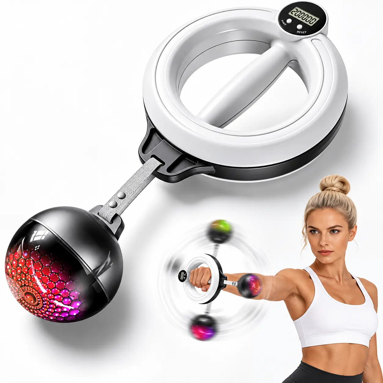 360° Rotating Wrist & Forearm Trainer, Portable Hand Grip Strengthener & Arm Exerciser, Compact Home Gym Equipment for Men & Women, Upper Body Strength Training Tool for Arms, Shoulders & Chest, Gym, Office & Travel