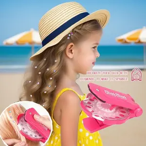 Easy DIY Hair Gemstone Stamper with 360 Colorful Jewels - No-Heat Bling Styling Set for Hair & Clothes | Safe & Fun Hair Accessories for Kids | Versatile Gem Applicator for Every Hairstyle